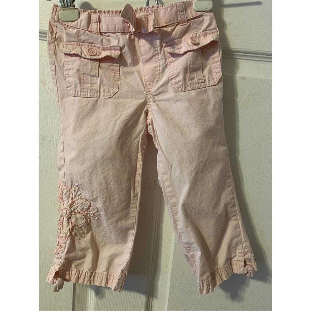 Baby Gap Girls Pink Flower Embroidery Lightweight Crop Pants 5T #849